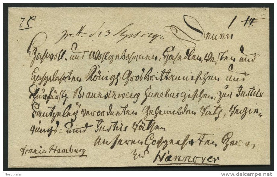 HAMBURG VORPHILA 1792, Interessante F&uuml;rstenbriefh&uuml;lle (nicht Vollst&auml;ndig), Handschriftlich Franco Hamburg - Autres & Non Classés