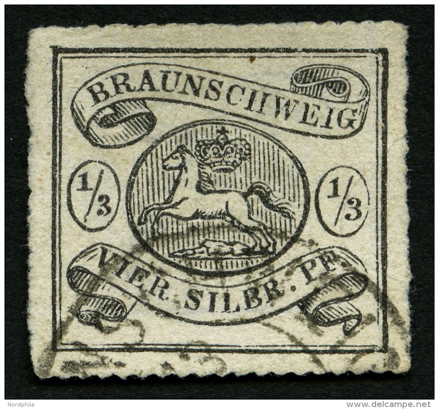 BRAUNSCHWEIG 13A O, 1864, 1/2 Sgr. Schwarz, Bildseitig Pracht, Leicht Erh&ouml;ht Signiert B&uuml;hler Und Pfenninger, M - Braunschweig