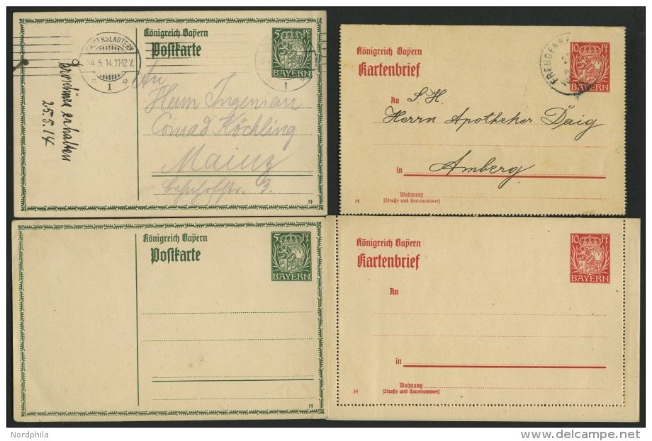 BAYERN 9 Verschiedene Ganzsachen Wappen, Mit Kartenbriefen, Postkarten Und Einer Postanweisung, Ungebraucht Und Gebrauch - Sonstige & Ohne Zuordnung