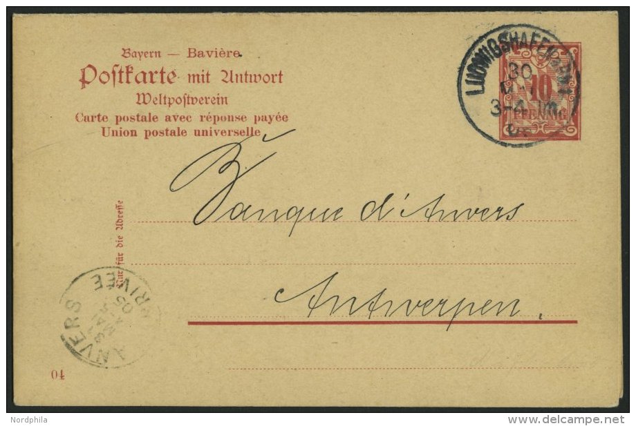 BAYERN P 70/02 BRIEF, 1905, 10/10 Pf. Ziffer Auf Raute, Ohne Wz., Stempel LUDWIGSHAFEN, Prachtkarte, Mi. 85.- - Sonstige & Ohne Zuordnung