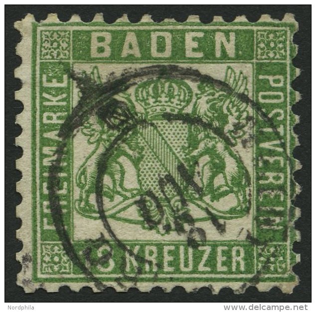 BADEN 21a O, 1862, 18 Kr. Gr&uuml;n, Minimaler Eckzahnbug Sonst Pracht, Gepr. Thier Und Grobe, Mi. 700.- - Autres & Non Classés