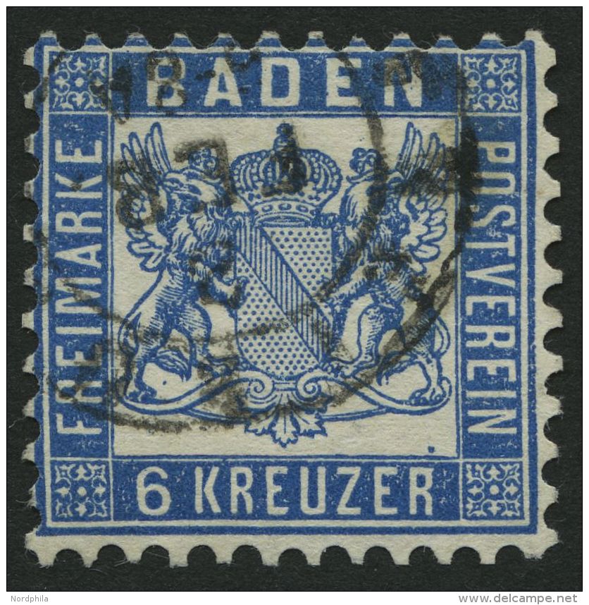 BADEN 19b O, 1865, 6 Kr. Preu&szlig;ischblau, Feinst, Mi. 90.- - Other & Unclassified