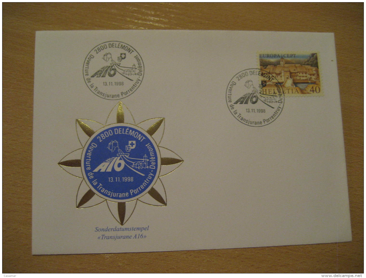 Ouverture De La Transjurane PORRENTRUY - DELEMONT Bridge Pont DELEMONT 1998 Cancel Cover SWITZERLAND - Bruggen