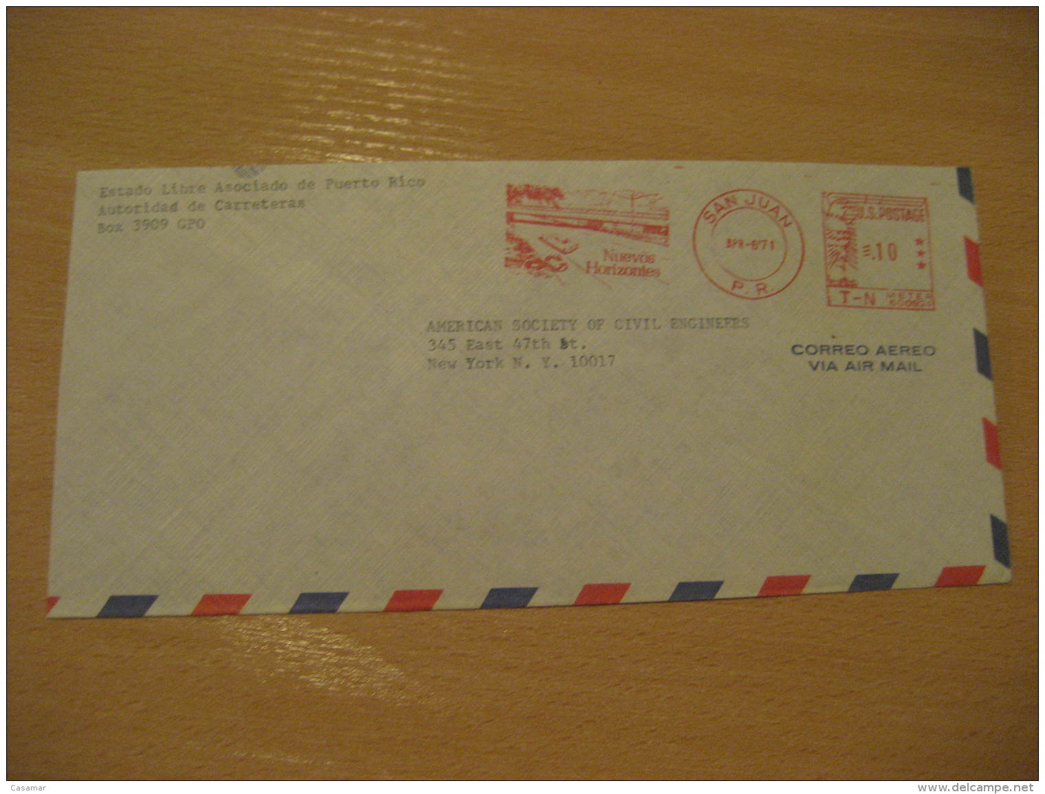 NUEVOS HORIZONTES Bridge Pont SAN JUAN Puerto Rico 1971 Meter Mail Cancel Cover USA - Ponts