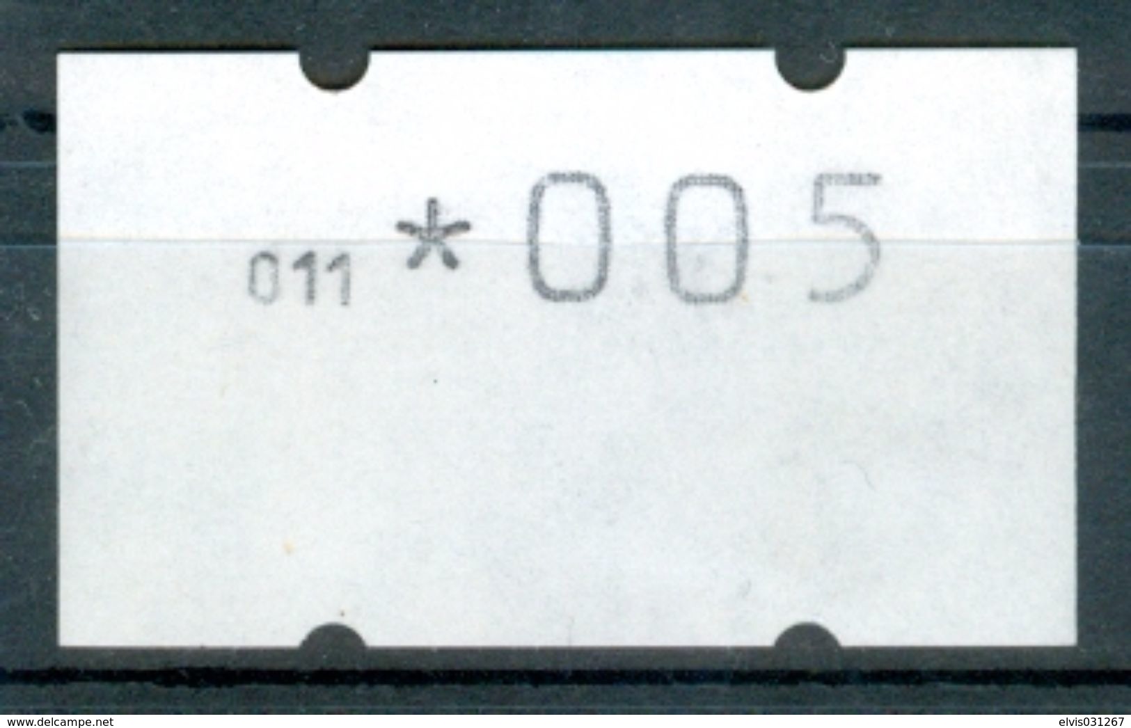 Israel MACHINE LABELS - KLUSSENDORF - 1990, Test Paper - White (no Printing) With Cnr 011 ; Value *005 - Mint Condition - Vignettes D'affranchissement (Frama)