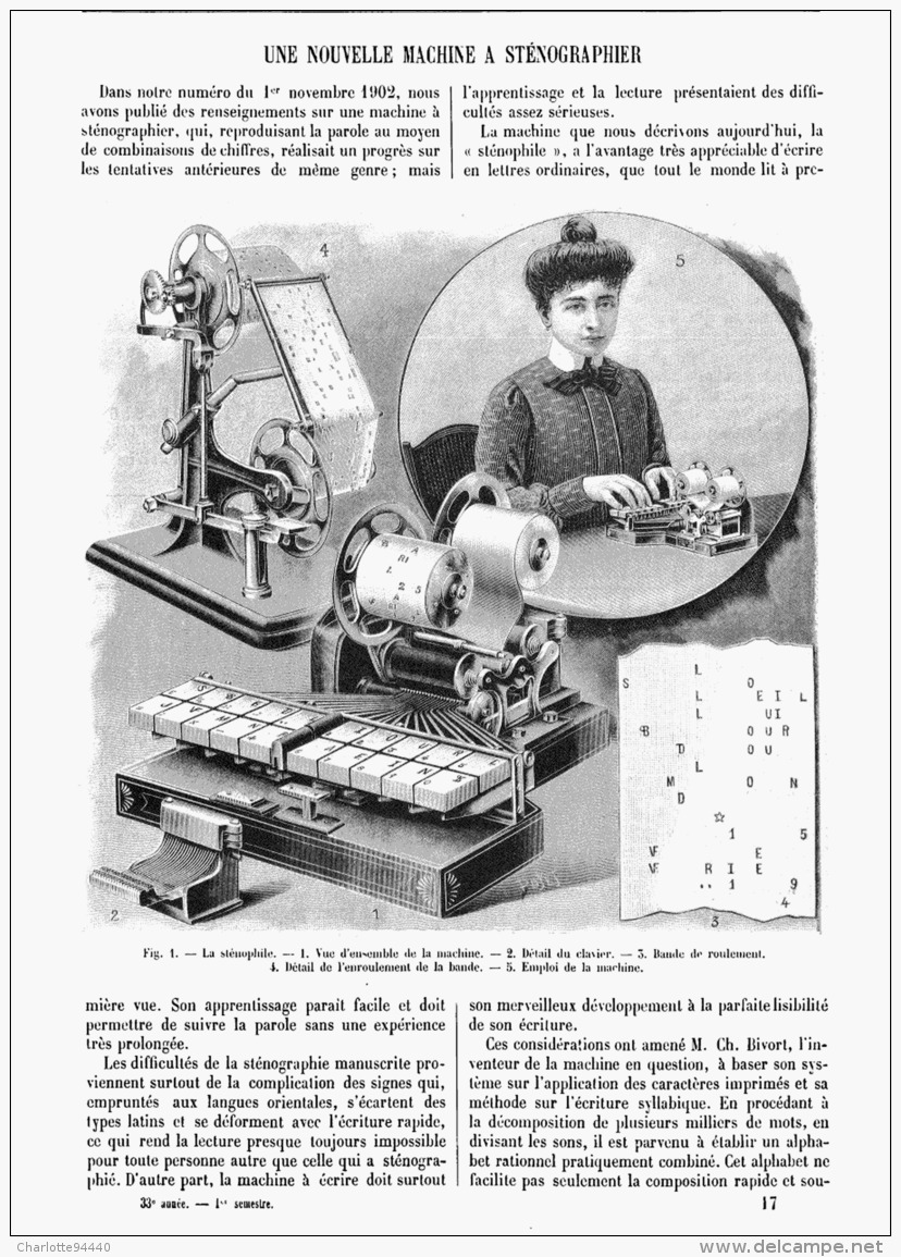 UNE NOUVELLE MACHINE à STENOGRAPHIER    1905 - Autres & Non Classés