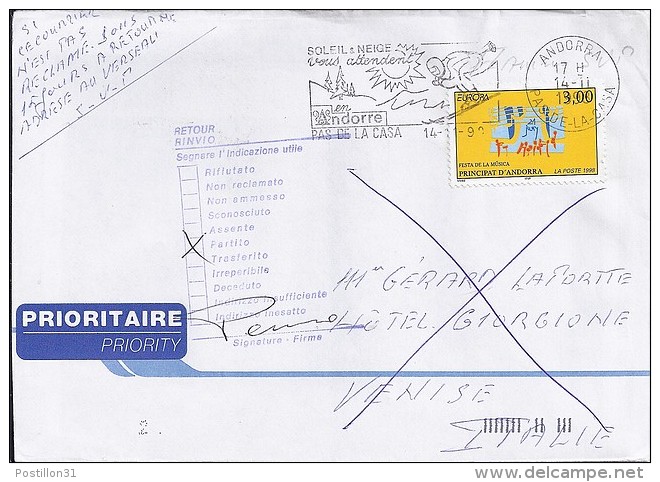 TP N°504 SUR LETTRE DU14.11.98 POUR L'ITALIE - Briefe U. Dokumente