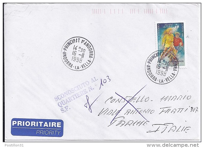 TP N°507 SUR LETTRE DU 16.11.98 POUR L'ITALIE - Brieven En Documenten