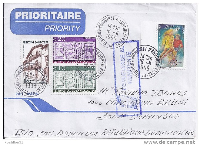 TP N°507(+ 317/318/326)  SUR LETTRE DU 16.11.98 POUR LA REPUBLIQUE DOMINICAINE - Briefe U. Dokumente