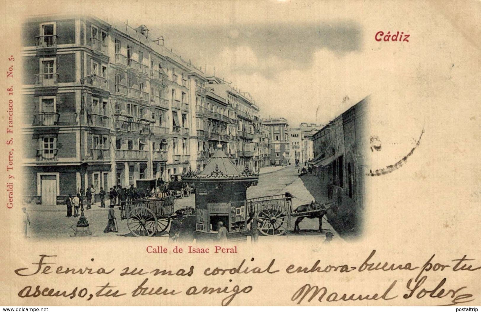 CADIZ - CALLE DE ISAAC PERAL. GERALDI Y TORRE. Nº 5. - Cádiz