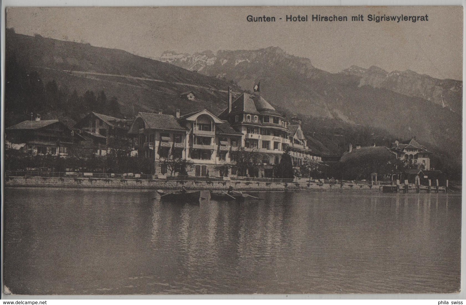 Gunten - Hotel Hirschen Mit Sigriswylergrat - Photoglob No. 03234 - Autres & Non Classés