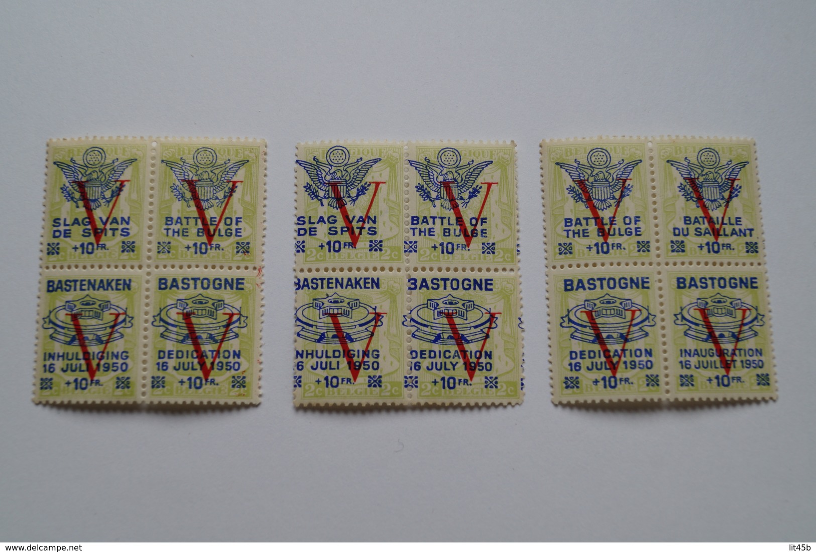 Superbe Lot De 3 Feuillets De 4 Timbres ( V ) + 10 F. ,Bastogne ,Superbe état Strictement Neuf Pour Collection - WW II (Covers & Documents)