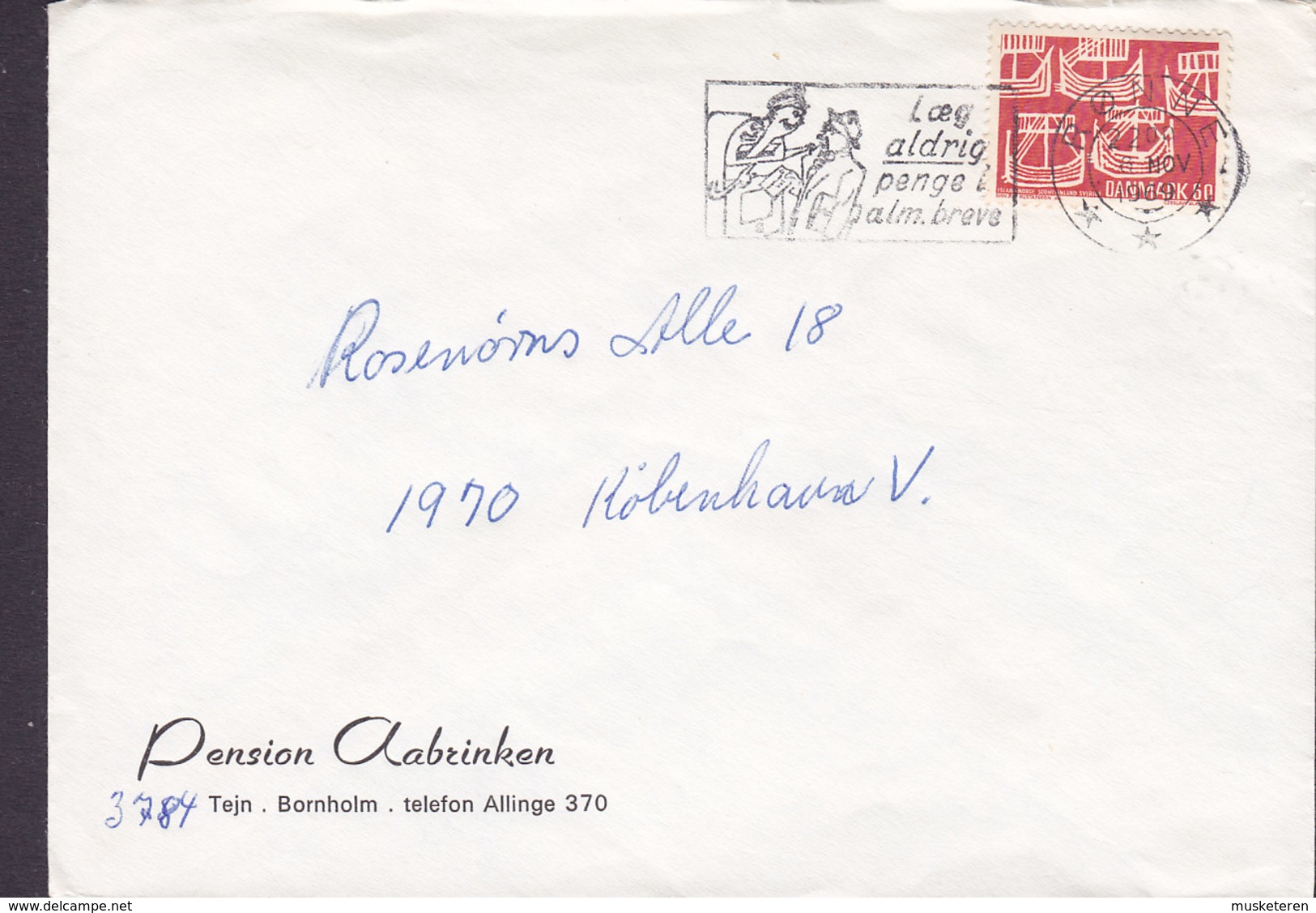 Denmark PENSION AABRINKEN Tejn Bornholm RØNNE 1969 Cover Brief NORDEN Nordia Joint Issue - Lettres & Documents