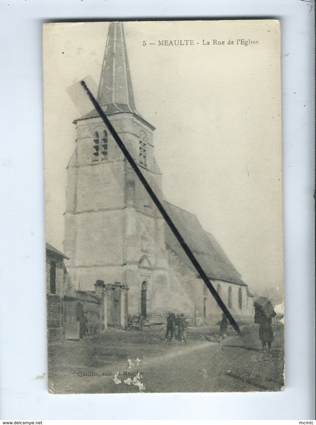 CPA Abîmée - 5 - Méaulte - La Rue De L'église - Meaulte