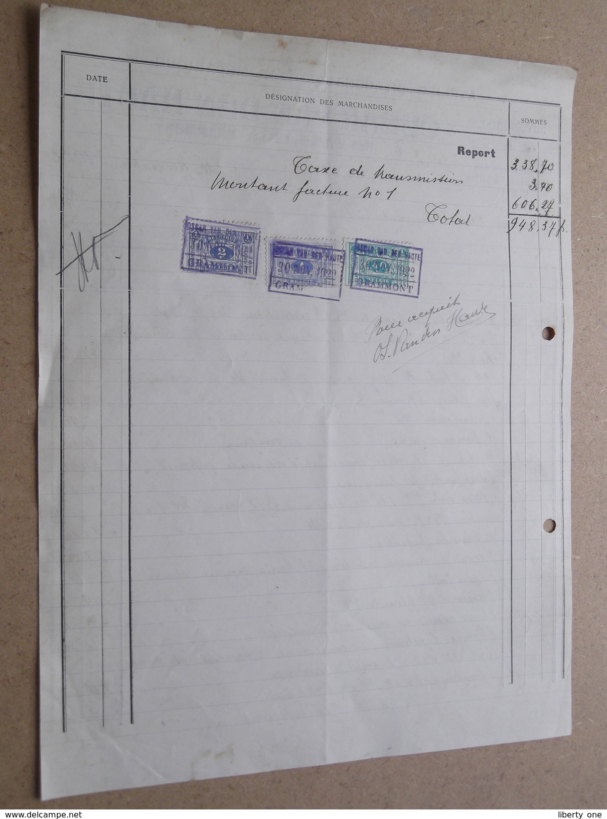 OSCAR VAN DEN HAUTE ( Construction Automobiles ) GRAMMONT ( Factuur / Tax ) > Mr. Flamant : Anno 1922 ! - Auto's