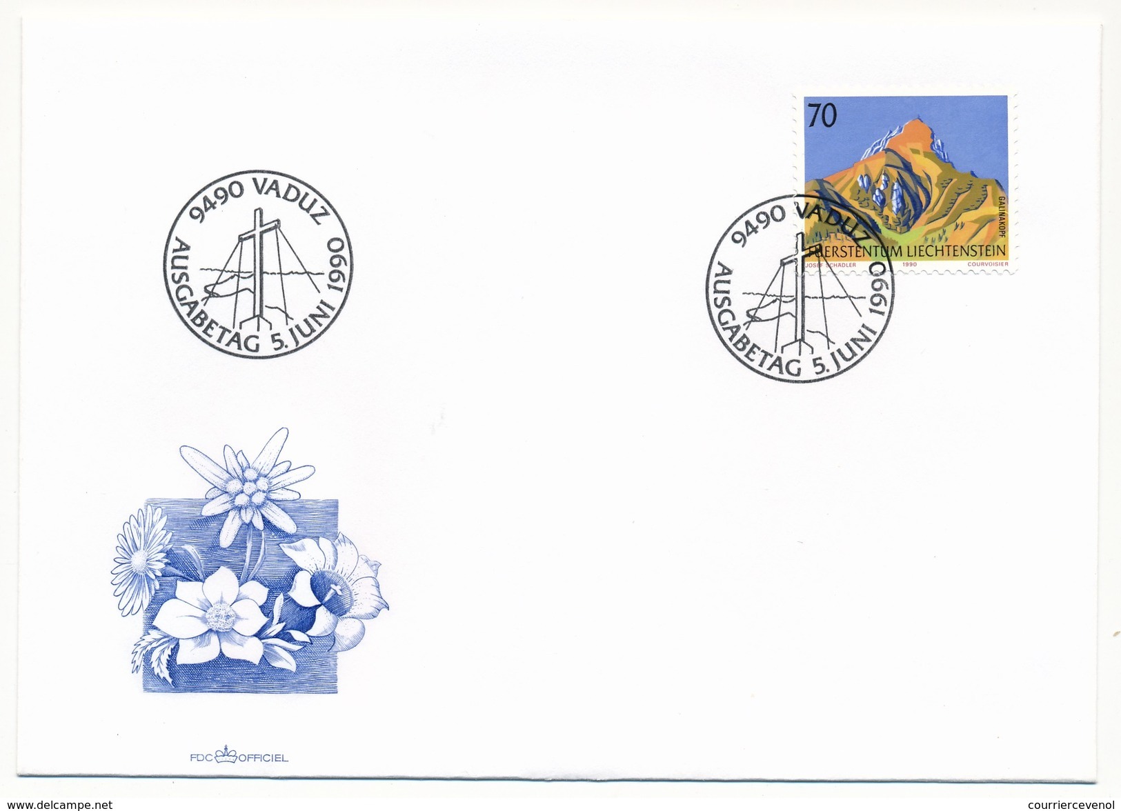 LIECHTENSTEIN - 5 Enveloppe FDC - "Massifs Montagneux" VADUZ 1990 - Aardrijkskunde