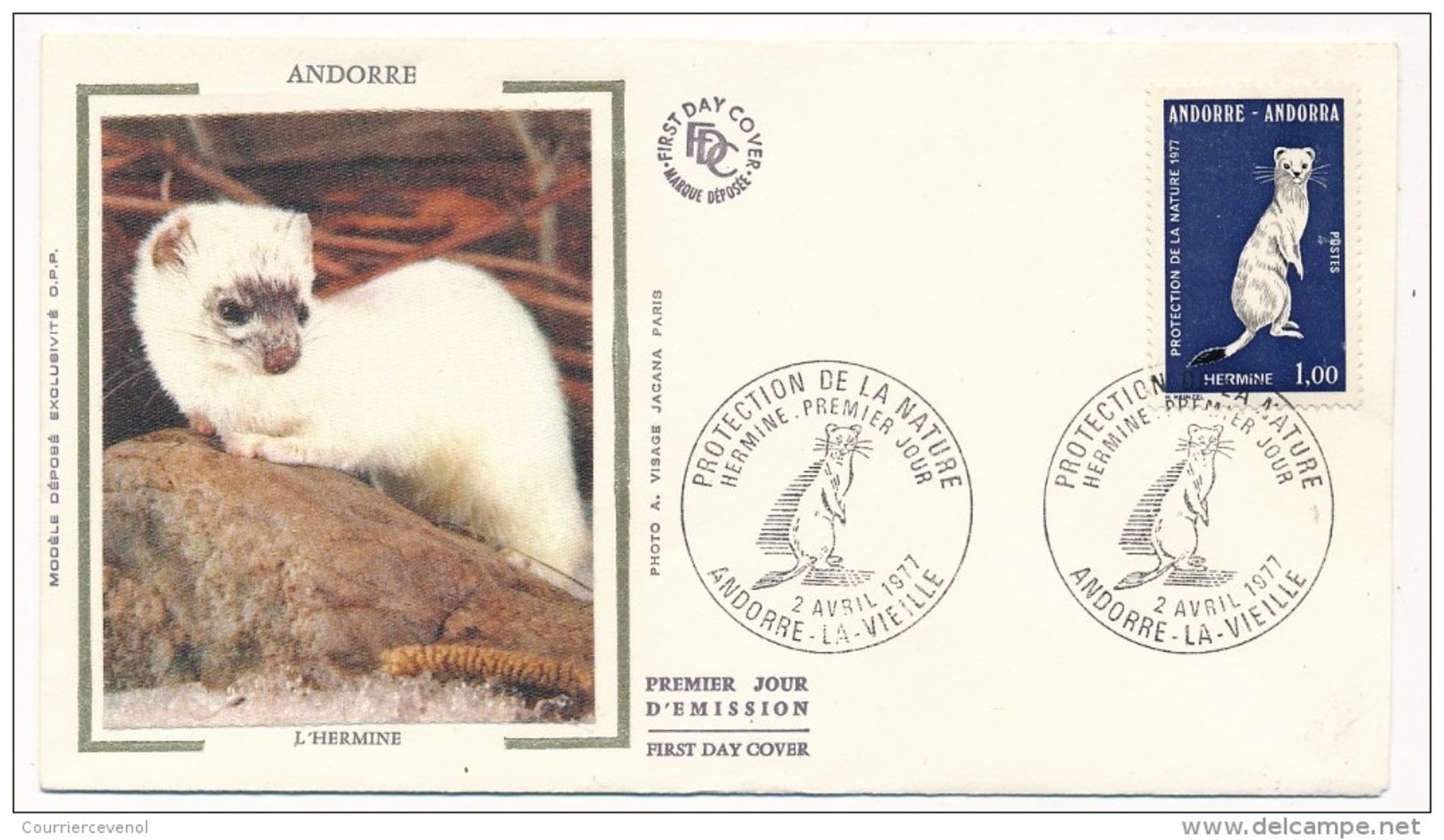 ANDORRE - Enveloppe FDC => Protection De La Nature - Hermine - Andorre La Vieille 1977 - FDC