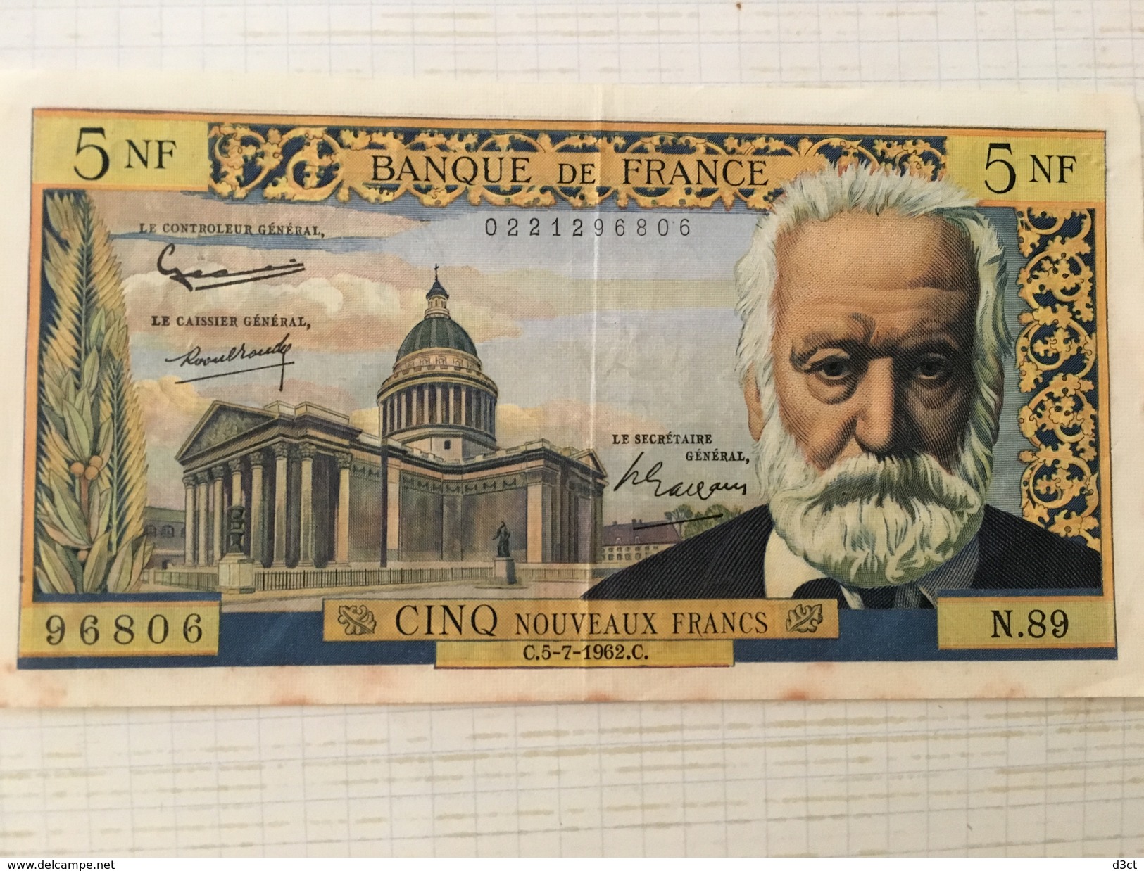 Billet 5 NF "Victor Hugo" 1962 - 5 NF 1959-1965 ''Victor Hugo''