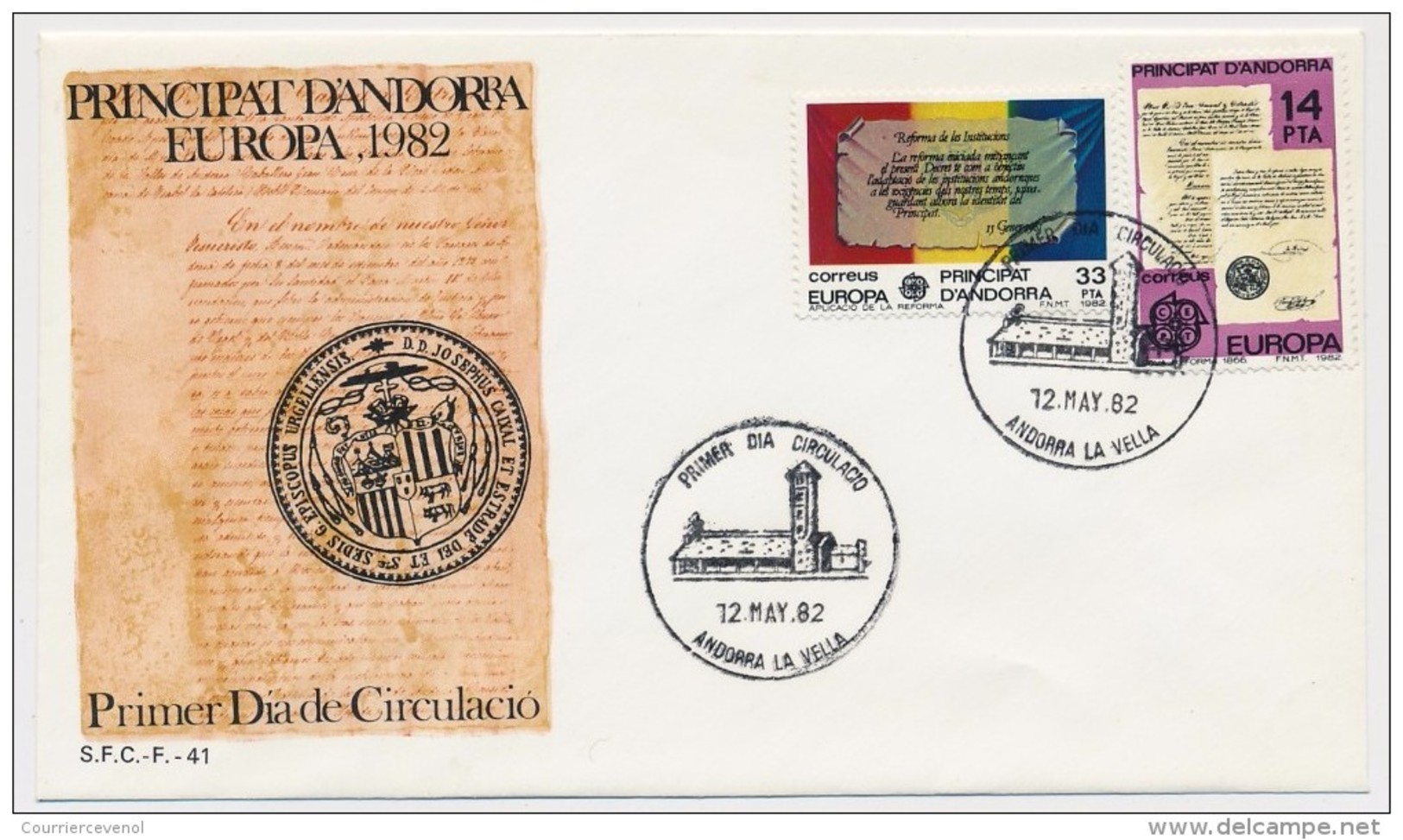 ANDORRE => Enveloppe FDC => "Europa 1982" - Andorre La Vieille - 12 Mai 1982 - Brieven En Documenten