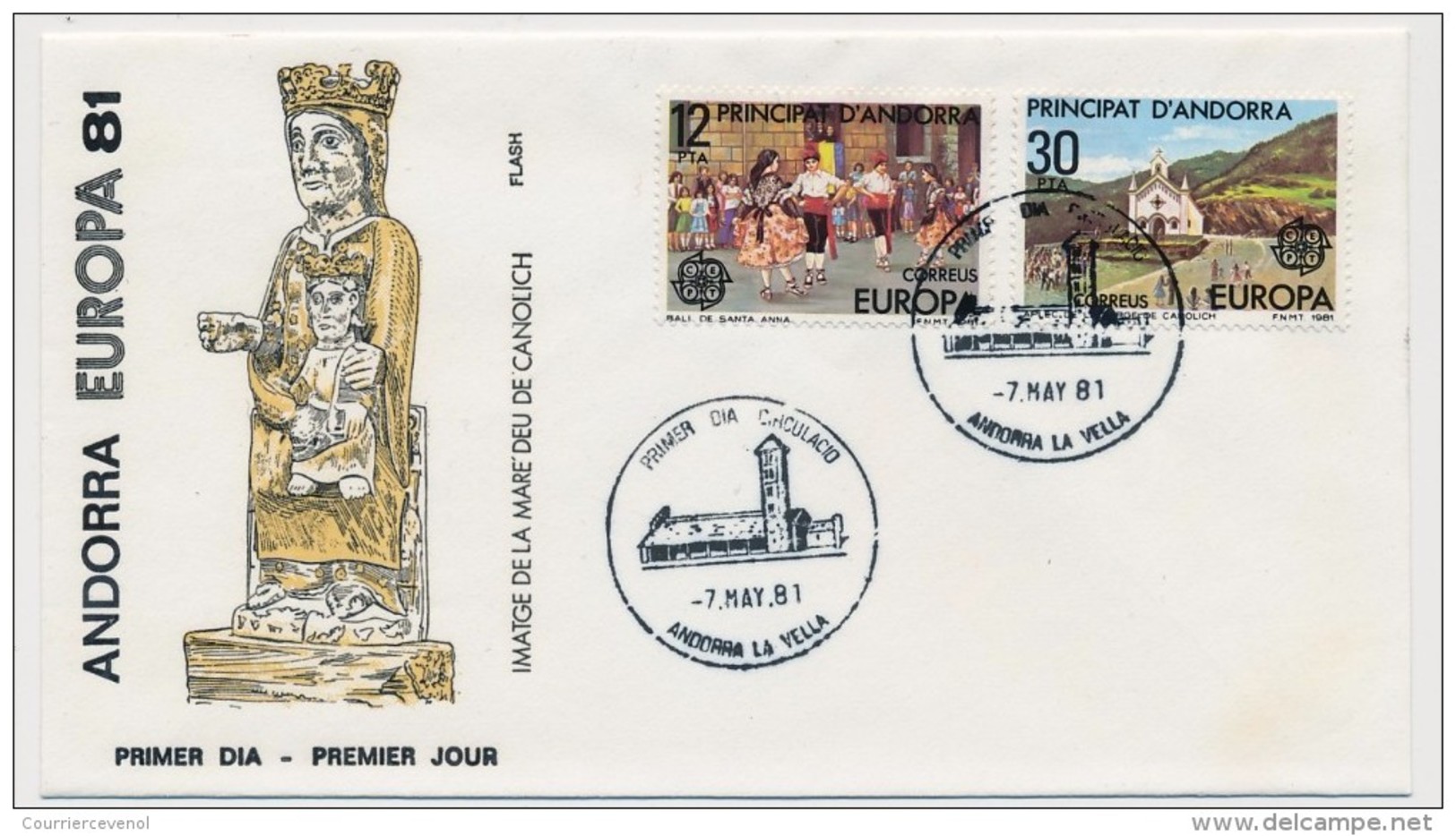 ANDORRE => Enveloppe FDC => "Europa 1981" - Andorre La Vieille - 7 Mai 1981 - Briefe U. Dokumente