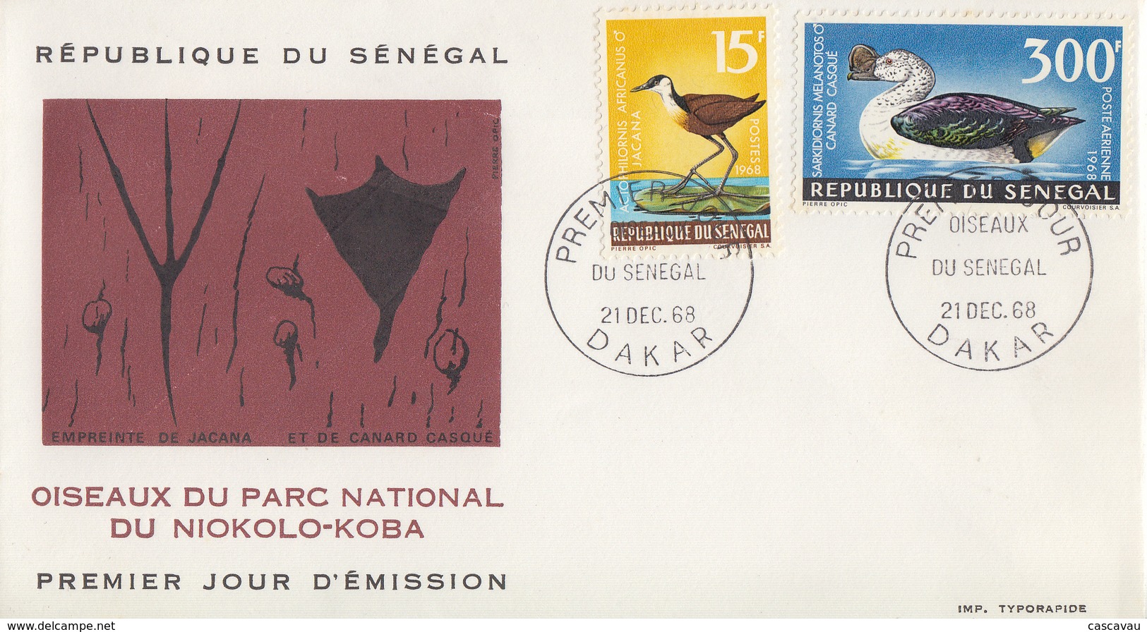 Enveloppe  FDC  1er  Jour   SENEGAL    Oiseaux  Du   Parc  National   Du   NIOKOLO - KOBA    1968 - Sénégal (1960-...)