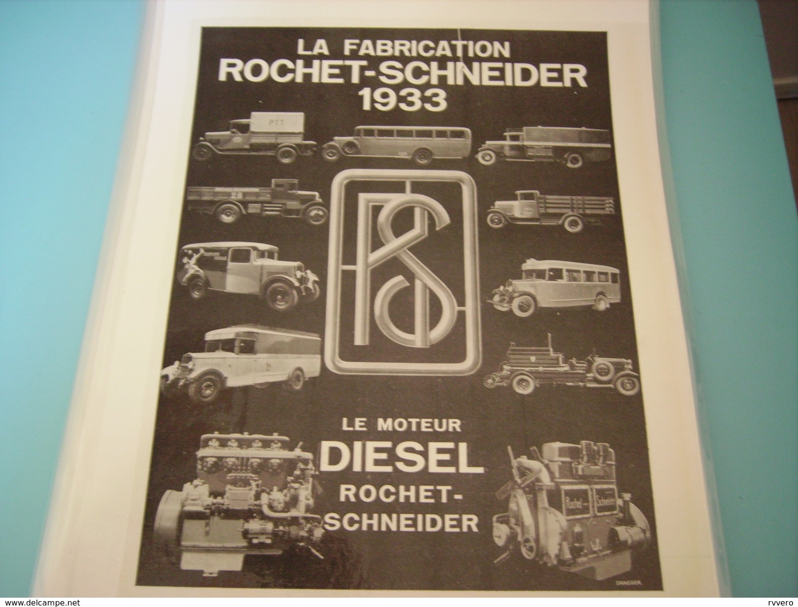 ANCIENNE PUBLICITE CAMION FABRICATION ROCHET SCHNEIDER  1933 - Camiones