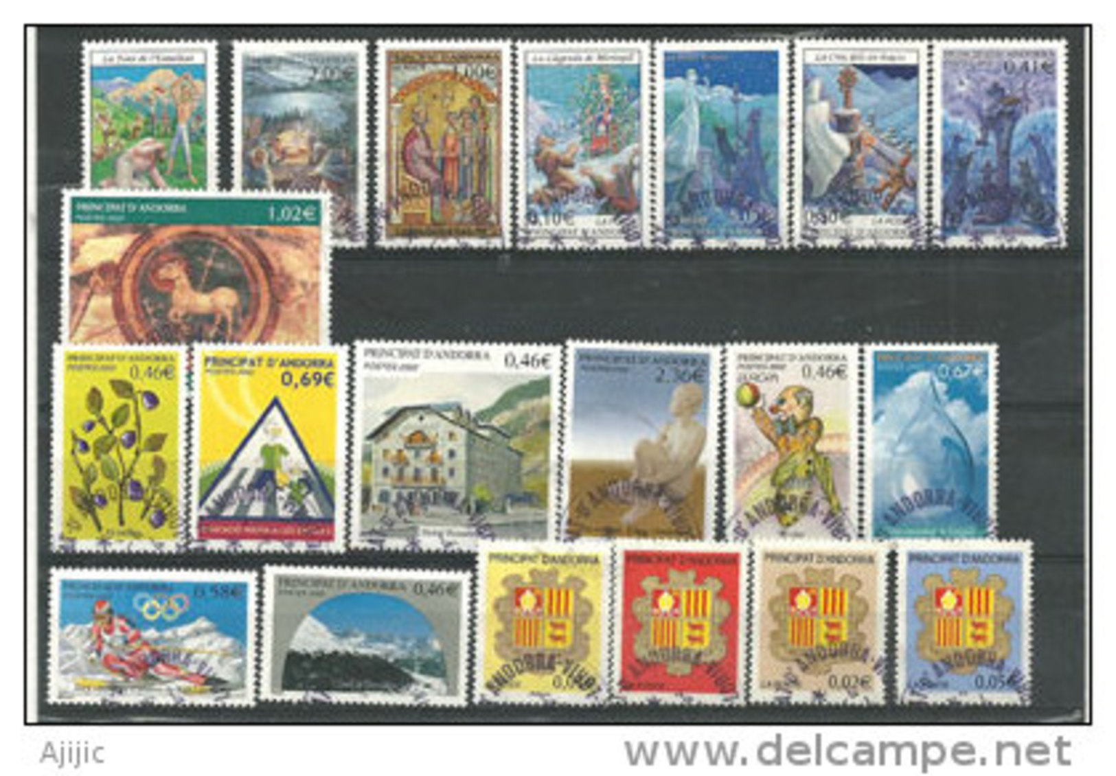 Année Complète ANDORRE 2002.  20 T-p Oblitérés Première Qualité. - Used Stamps