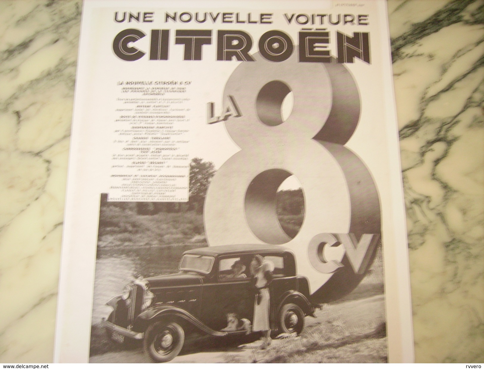 ANCIENNE PUBLICITE VOITURE  NOVELLE CITROEN  LA 8 CV 1932 - Voitures