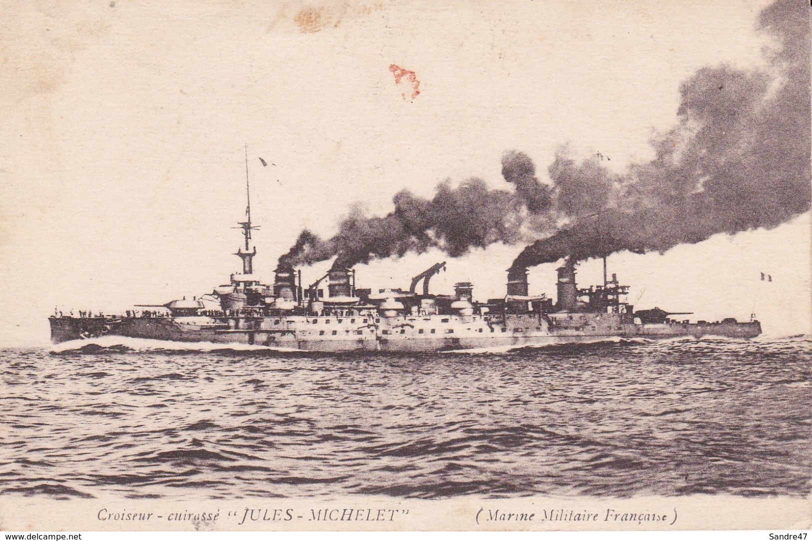 CPA  Croiseur - Cuirassé  "JULES - MICHELET" Marine Militaire Française . ..F848 - Warships