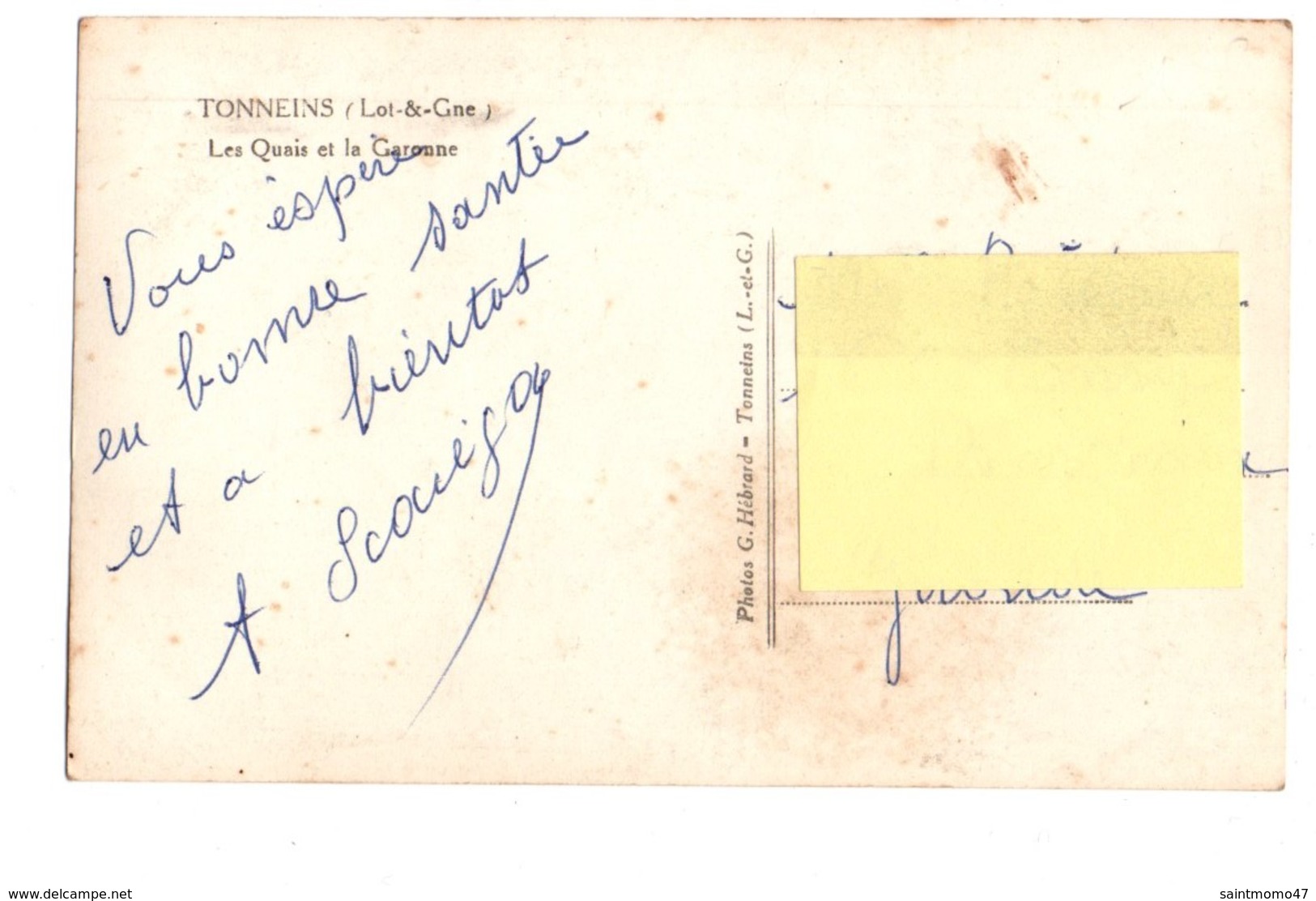 47 - TONNEINS . LES QUAIS ET LA GARONNE - Réf. N°3484 - - Tonneins