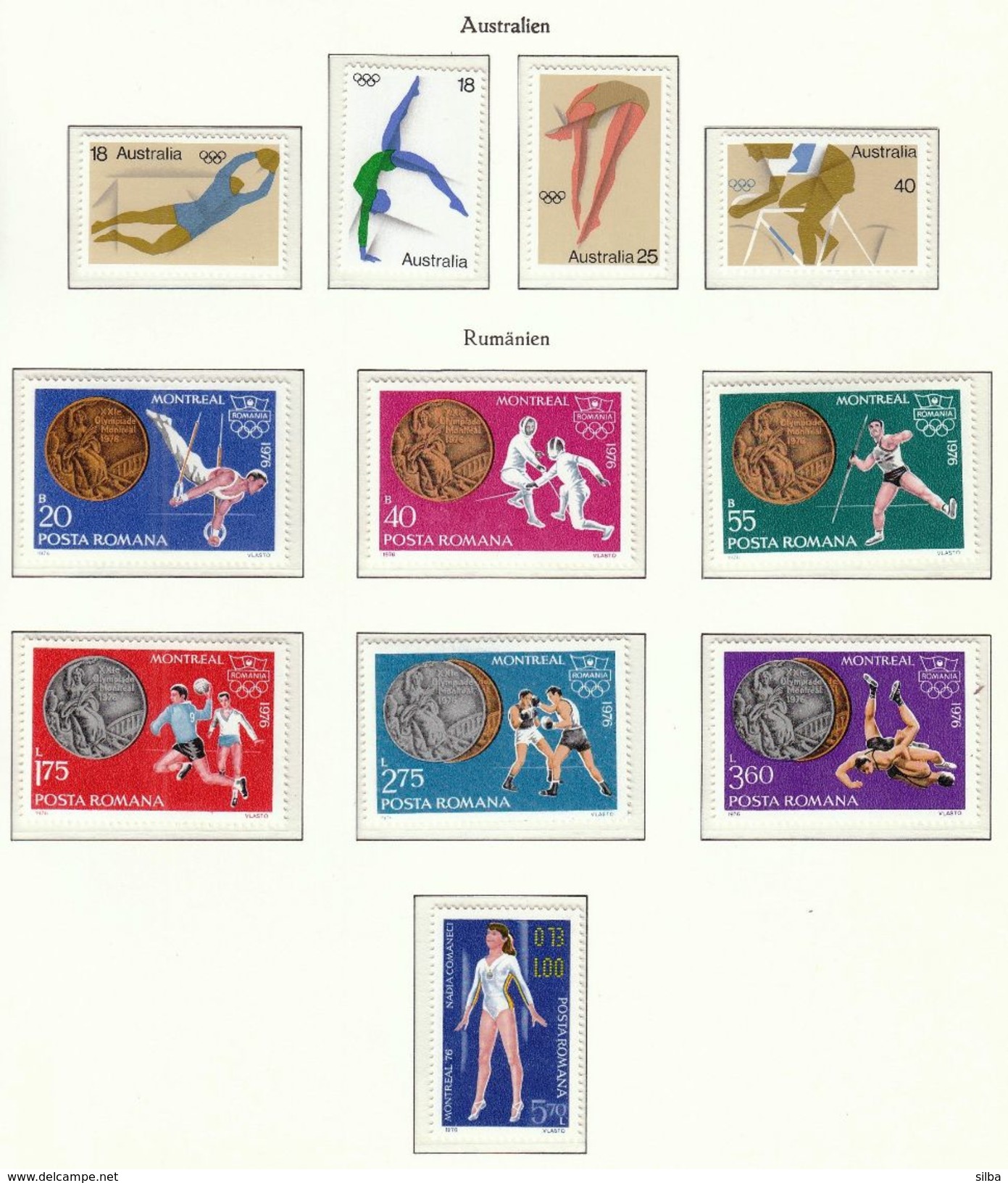 Australia, Romania / Olympic Games Montreal 1976 / Football, Gymnastics, Diving, Cycling, Fencing, Athletics, Boxing - Sommer 1976: Montreal