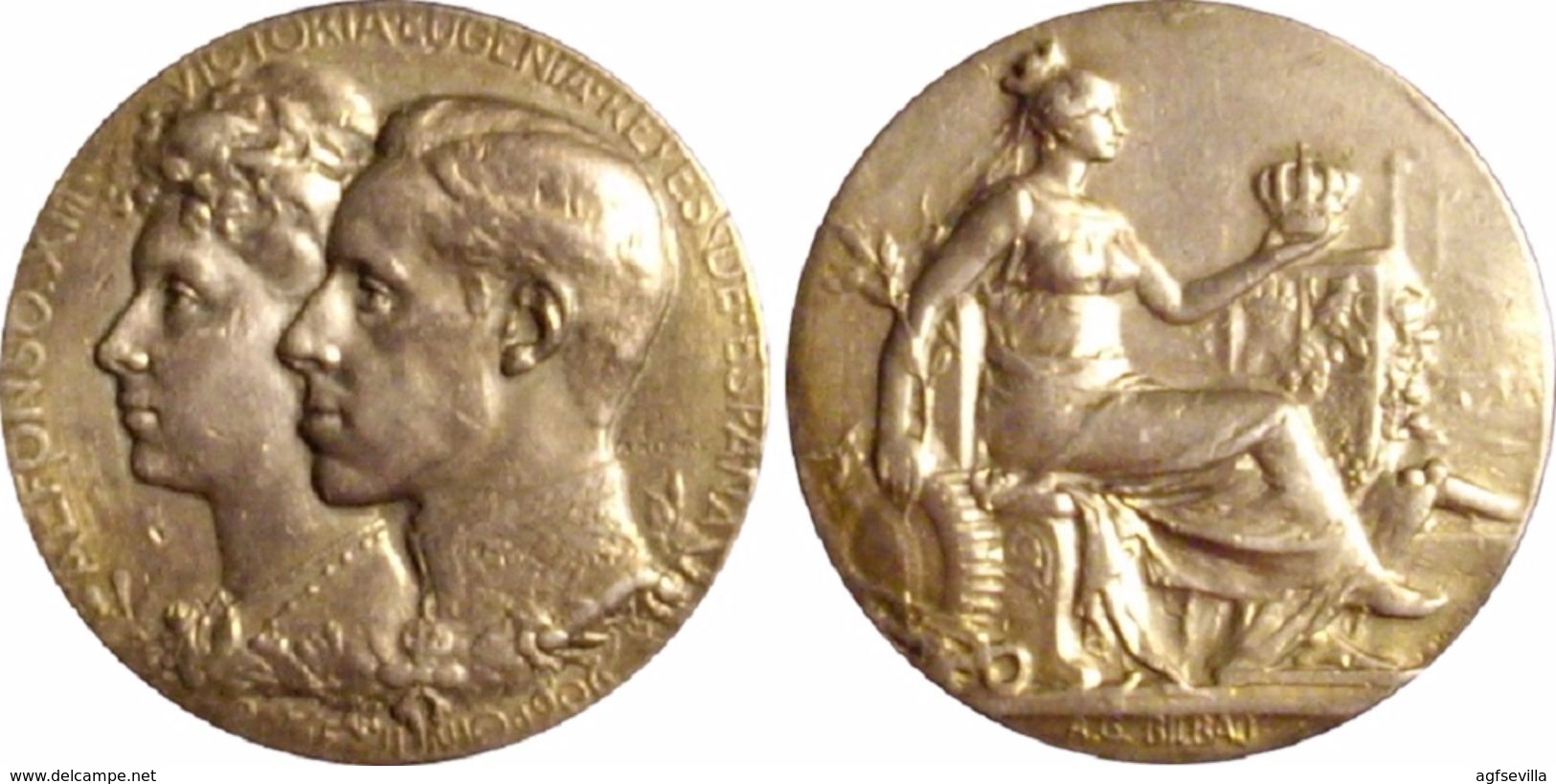 ESPAÑA. ALFONSO XIII. MEDALLA DE LA BODA REAL CON VICTORIA EUGENIA. 1.906. PLATA. ESPAGNE. SPAIN MEDAL - Adel