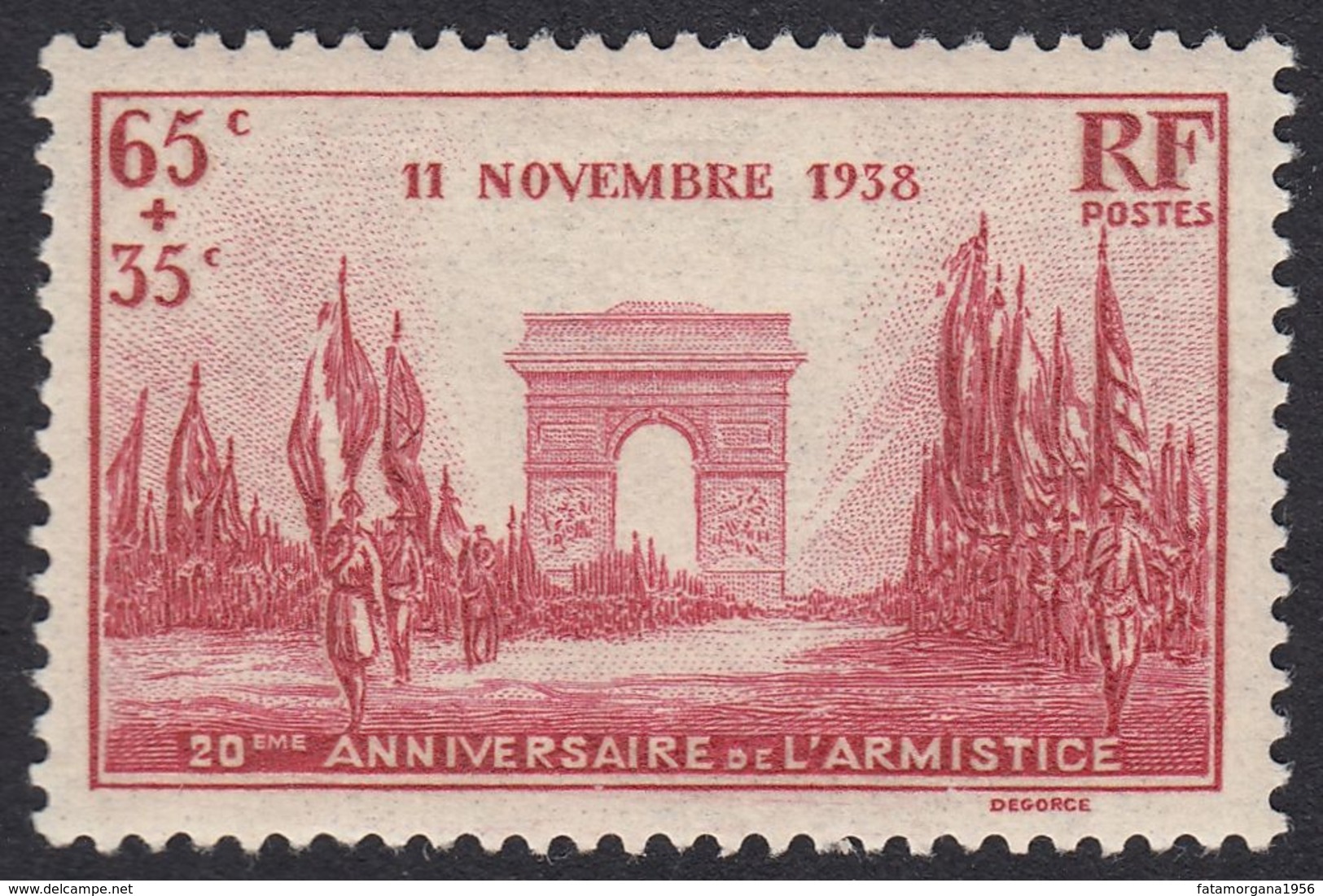 FRANCE Francia Frankreich - 1938 - Yvert 403 Nuovo Con Tracce Di Linguella, 65 +35 Cent., Rosso Carminio. - Neufs