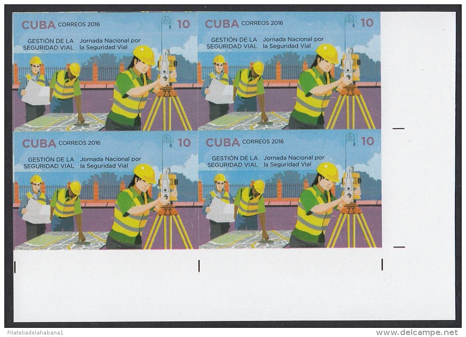 2016.418 CUBA 2016 MNH IMPERFORATED PROOF BLOCK 4. 10c. SEGURIDAD VIAL. CONSTRUCCION CARRETERAS - Imperforates, Proofs & Errors