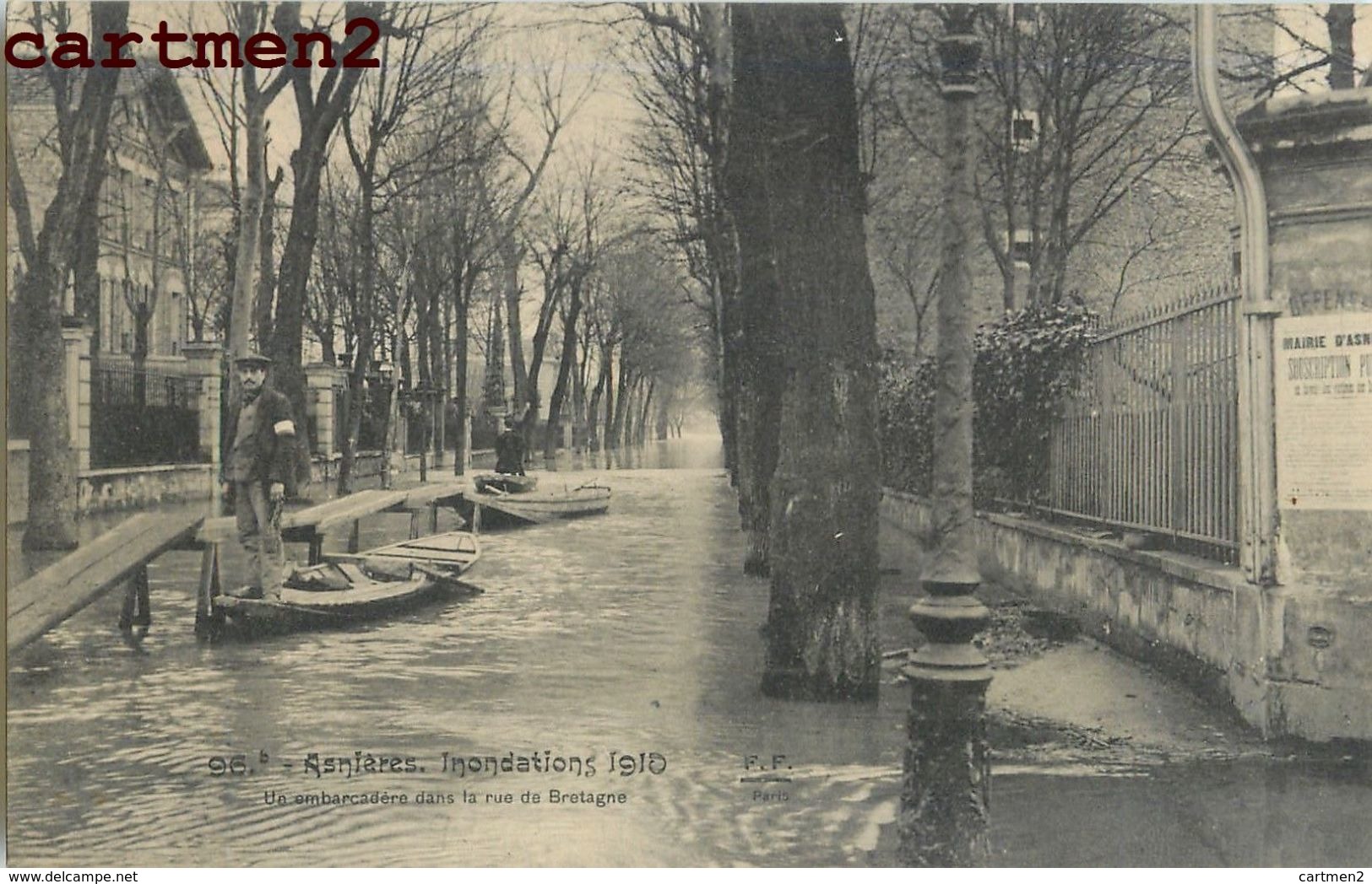 ASNIERES INONDATIONS EMBARCADERE DANS LA RUE DE BRETAGNE 92 - Asnieres Sur Seine