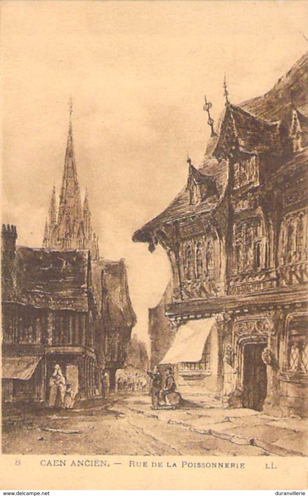 14 - CAEN Ancien- La Rue De La Poissonnerie Illustrée - Caen