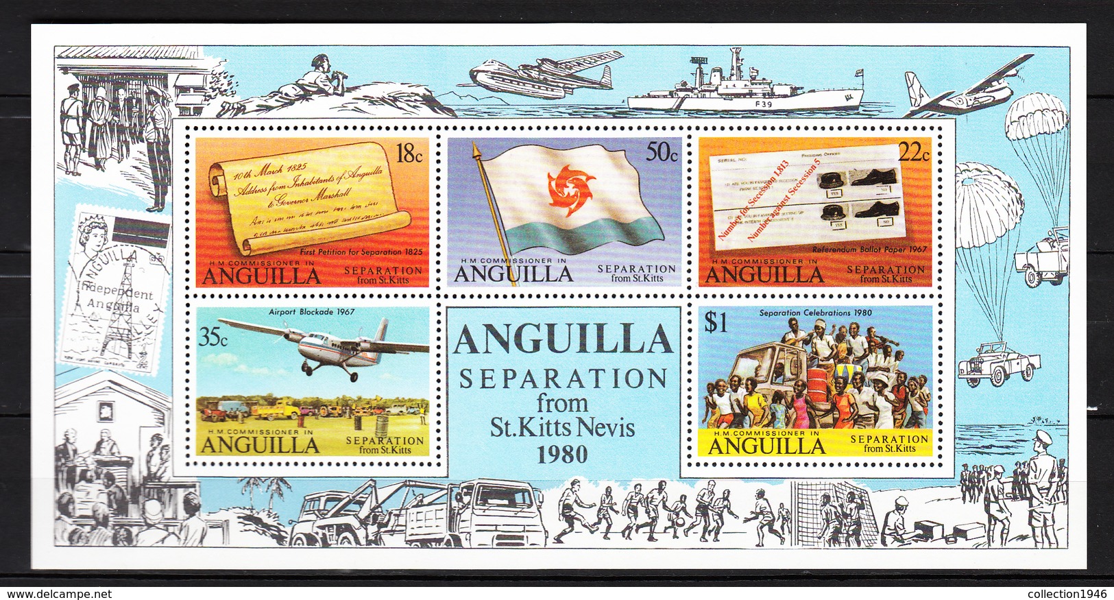 Anguilla 1980,5V In Block,Anguilla Separation From St.Kitts Nevis,MNH/Postfris(L3135) - Andere & Zonder Classificatie