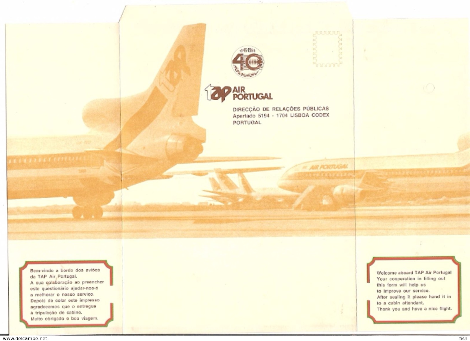 Portugal  ** & Aerogram, 40th Anniversary Of TAP Portugal 1945-1985 (8010) - Lettres & Documents