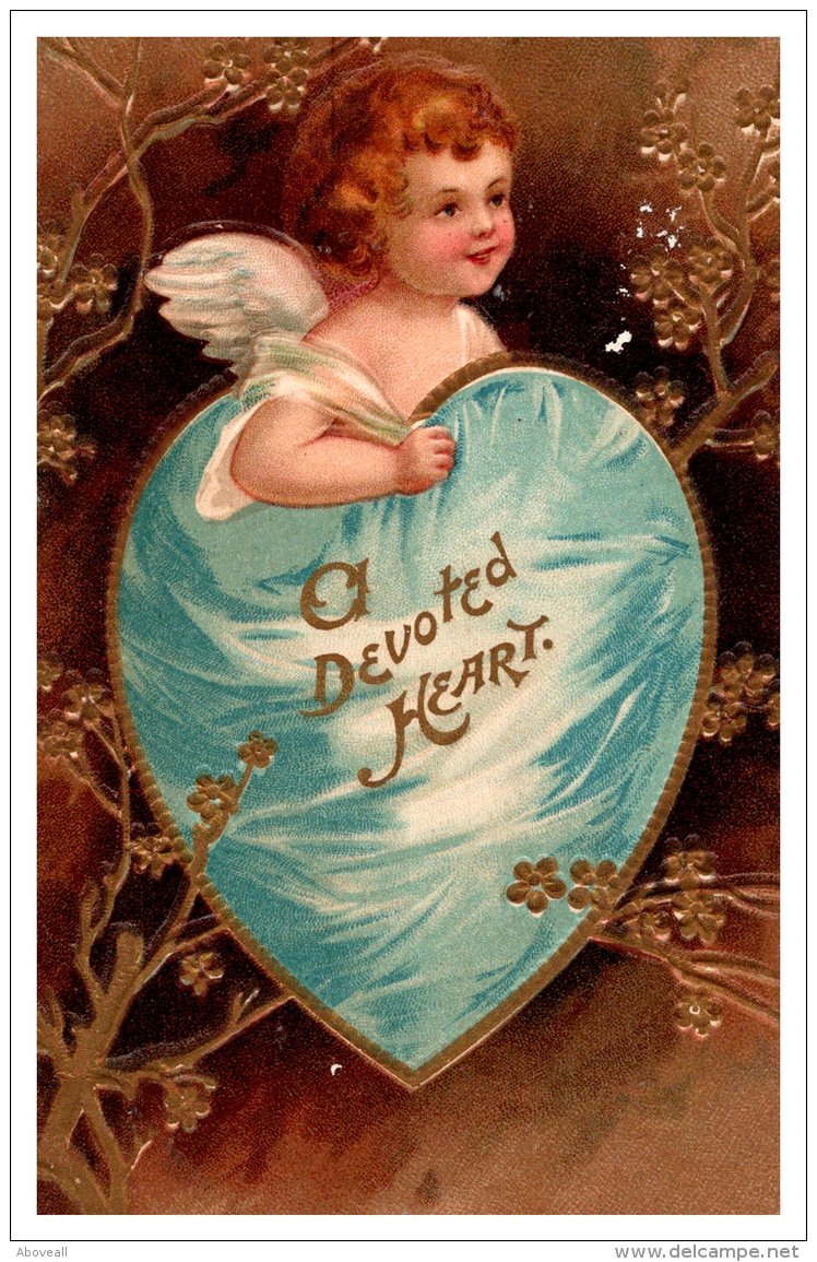 11097 Valentine's  Cupid Inside Blue  Heart O Devoted Heart - Valentine's Day