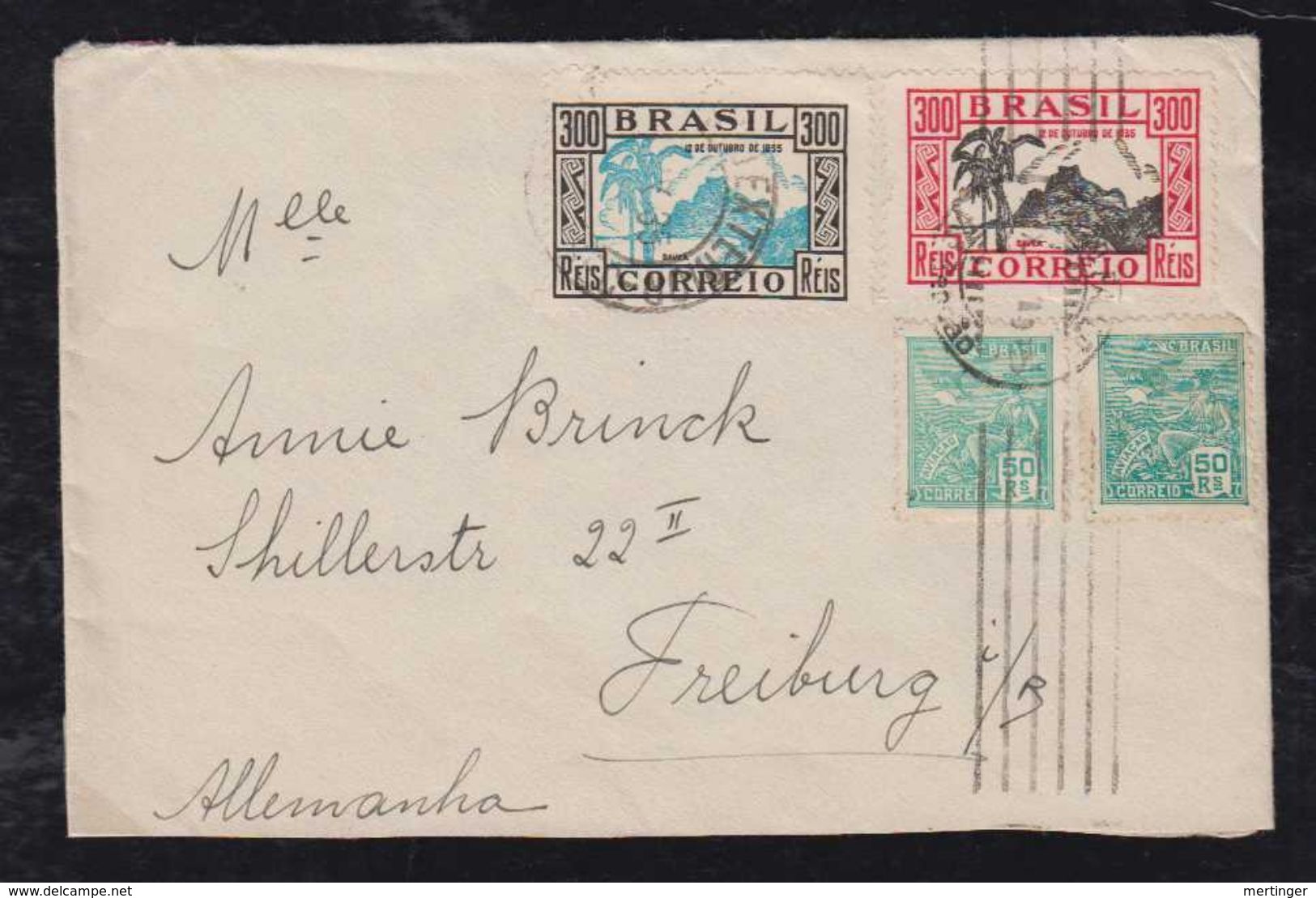 Brazil Brasil 1935 Cover 700R Rate To FREIBURG Germany Dia De Crianca Stamps - Lettres & Documents