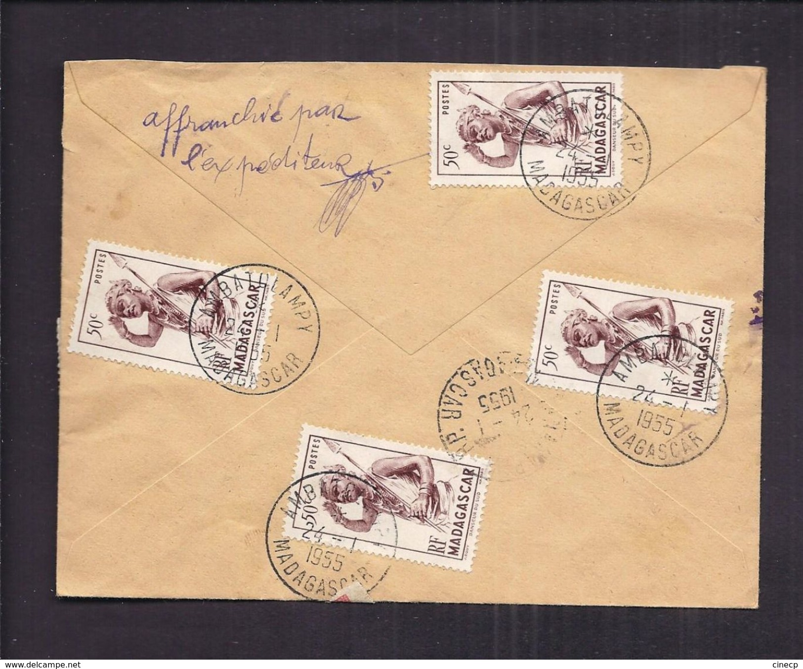 ENVELOPPE MADAGASCAR 1955 Recommandé AMBATOLAMPY Timbres 1,5F 8F 7,5F 50c - Briefe U. Dokumente