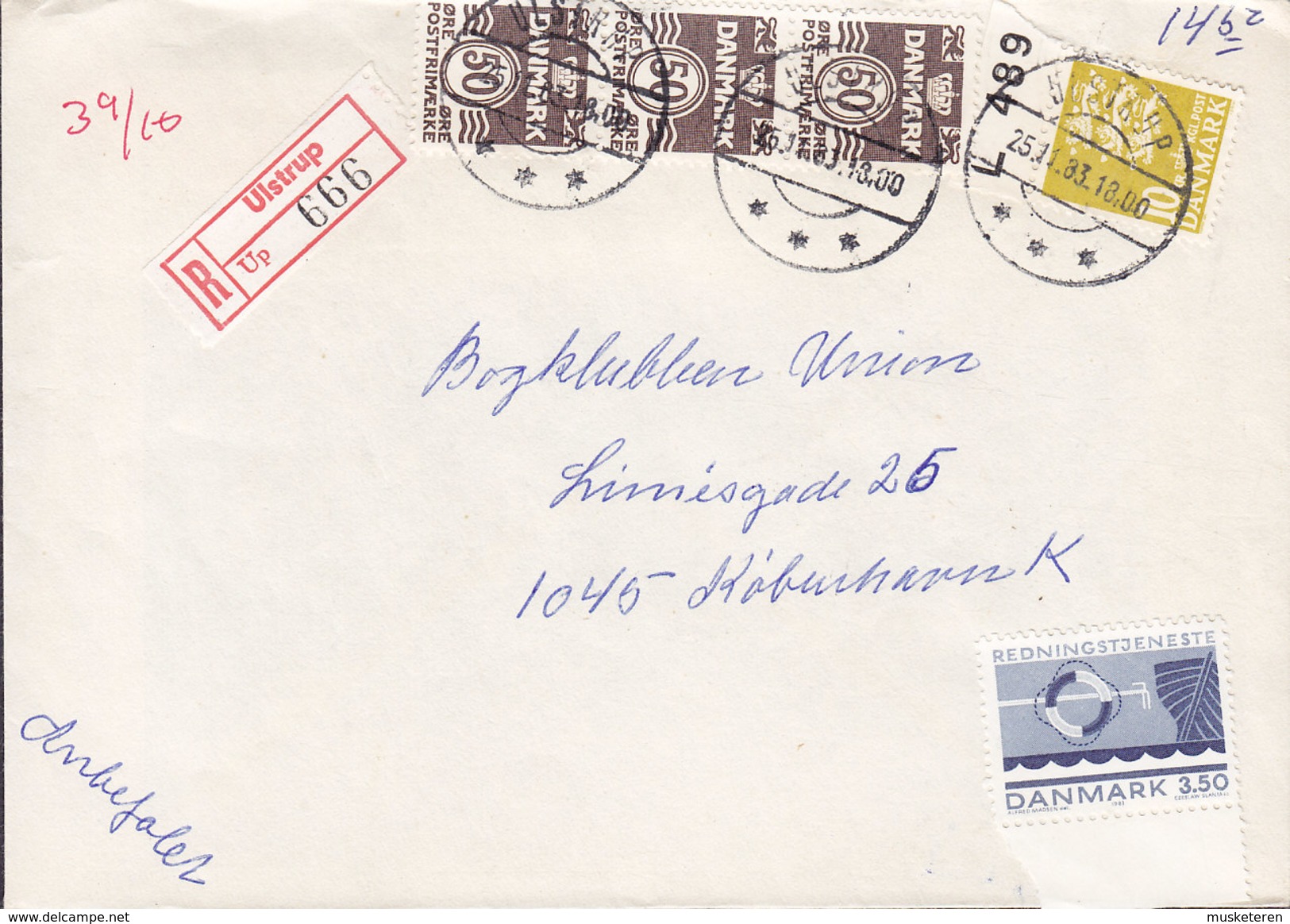 Denmark Registered Recommandé Einschreiben Label Bro IId ULSTRUP 1983 Cover Brief 3-Colour Franking Cz. Slania - Briefe U. Dokumente