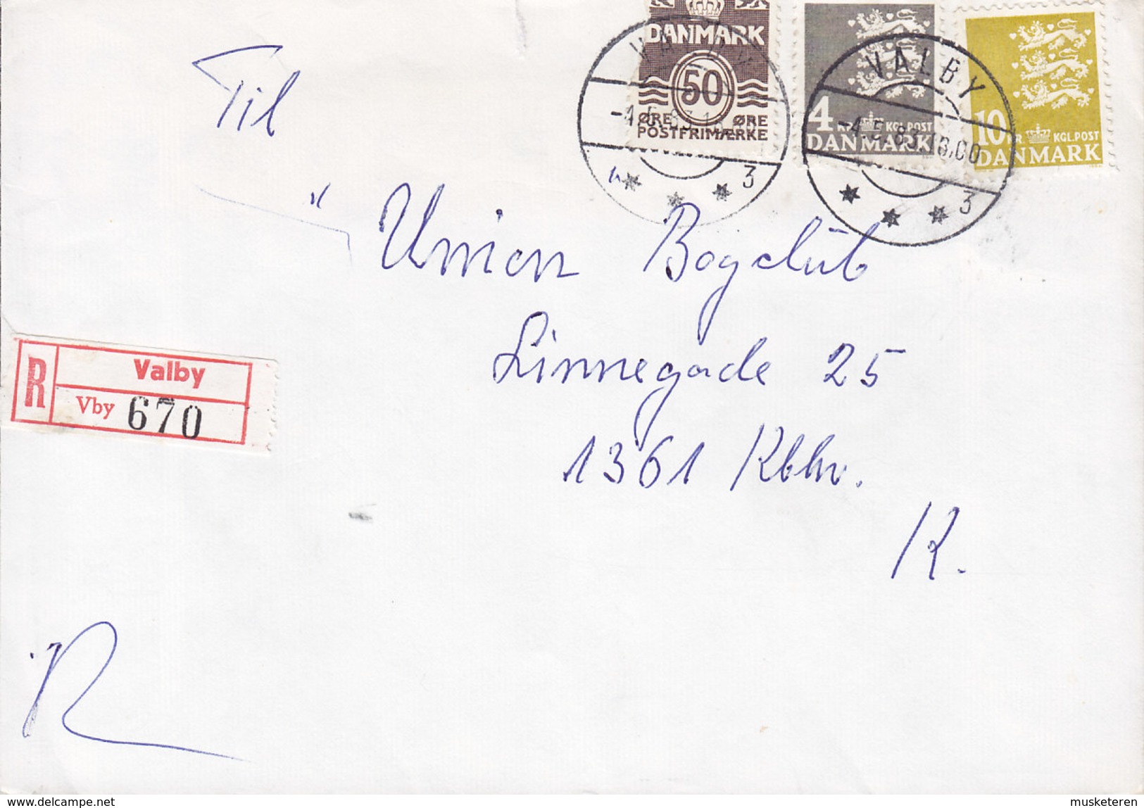 Denmark Registered Recommandé Einschreiben Label Bro IId VALBY 1983 Cover Brief 3-Colour Franking - Briefe U. Dokumente