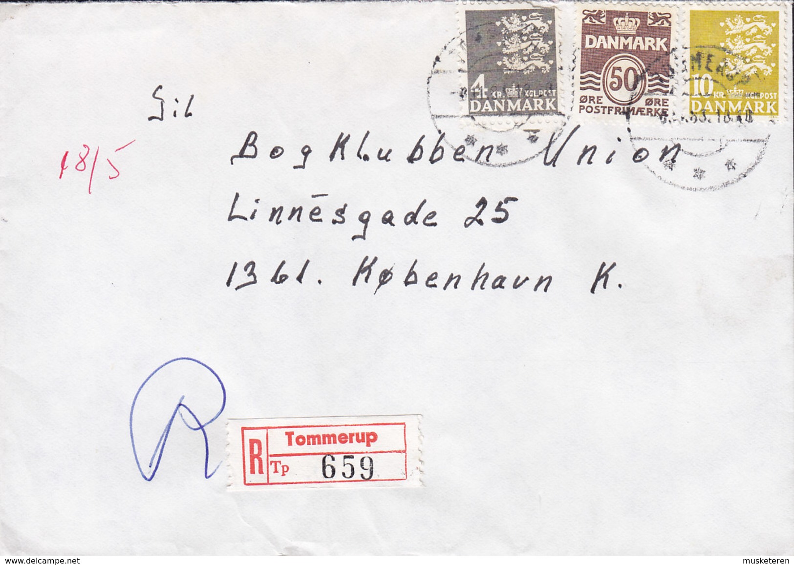 Denmark Registered Recommandé Einschreiben Label Bro IId TOMMERUP 1983 Cover Brief 3-Colour Franking - Briefe U. Dokumente