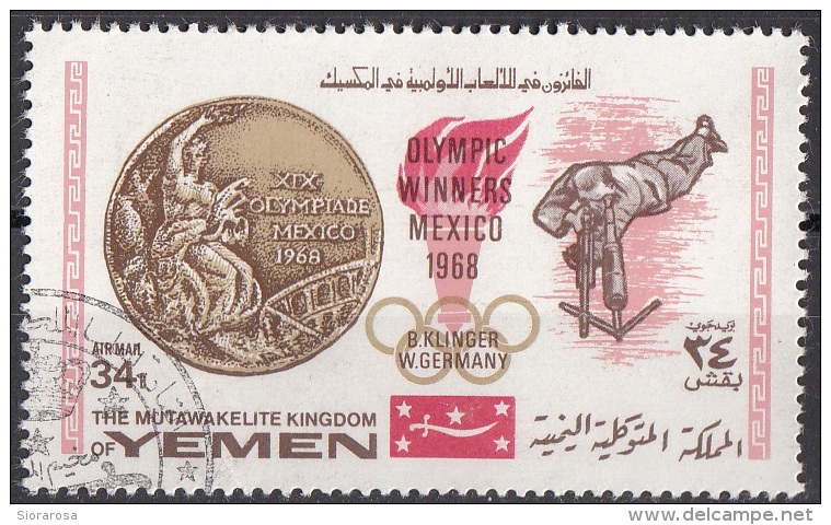 Mutawakelite K. Yemen 1968 Mi. 624 Olimpiadi Messico Tiro A Segno B. Klinger Oro Gold Germany - Altri & Non Classificati