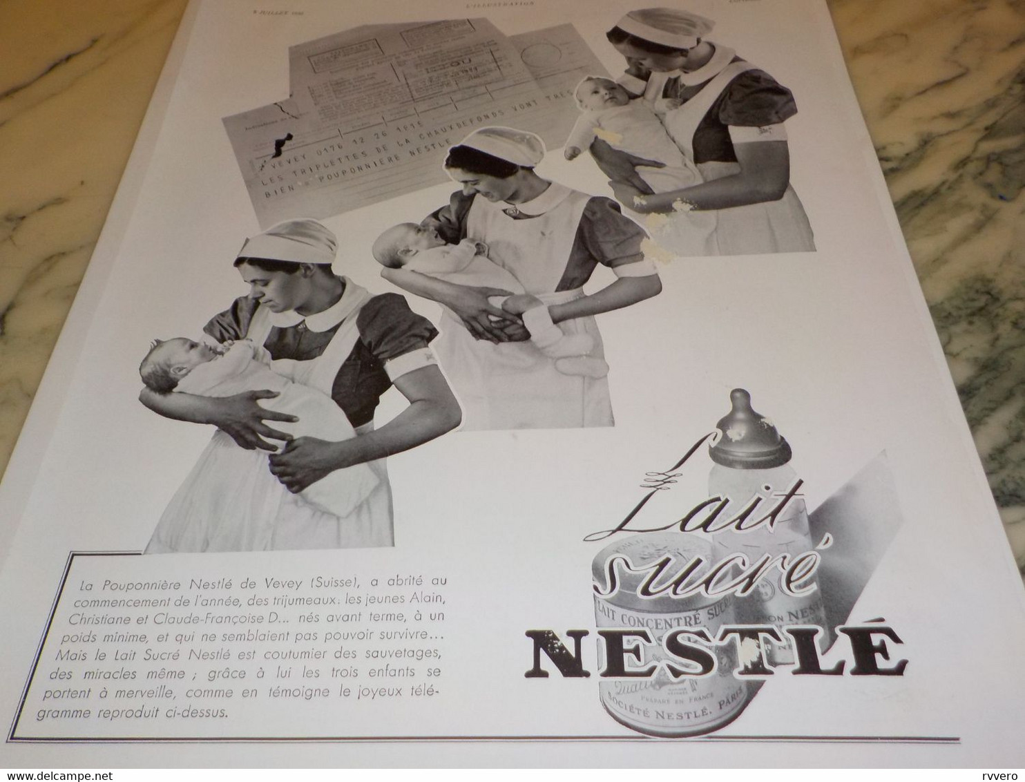 ANCIENNE PUBLICITE LAIT SUCRE NESTLE  1939 - Posters