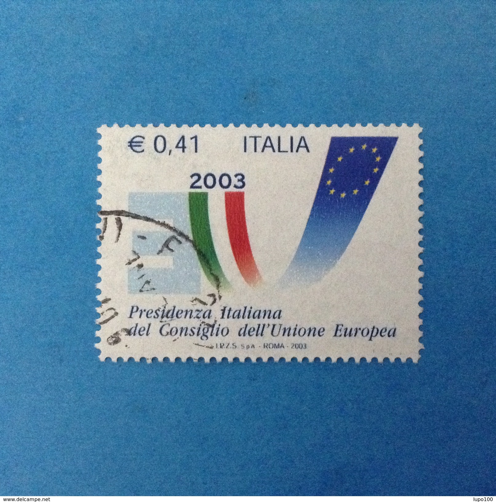 2003 ITALIA FRANCOBOLLO USATO STAMP USED - PRESIDENZA ITALIANA CONSIGLIO UNIONE EUROPEA - - 2001-10: Usati