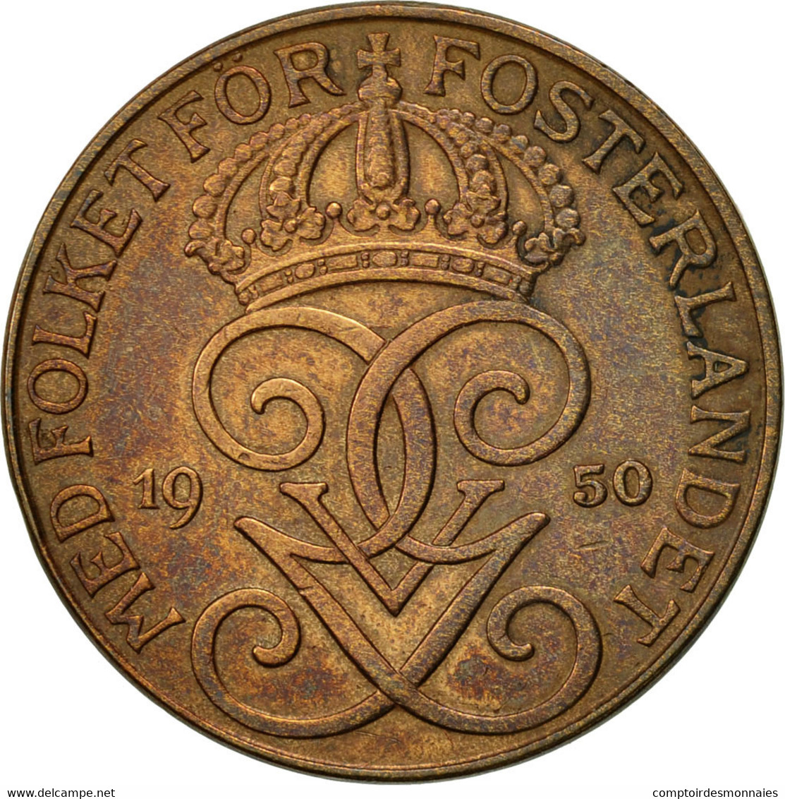 Monnaie, Suède, Gustaf V, 5 Öre, 1950, TTB+, Bronze, KM:779.2 - Suède