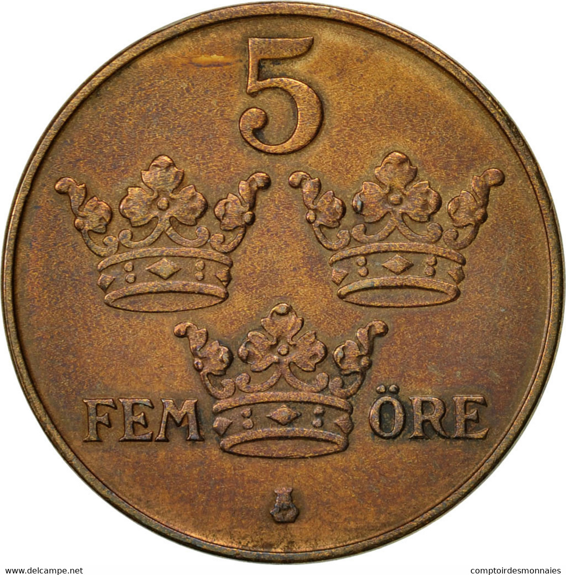 Monnaie, Suède, Gustaf V, 5 Öre, 1950, TTB+, Bronze, KM:779.2 - Suède