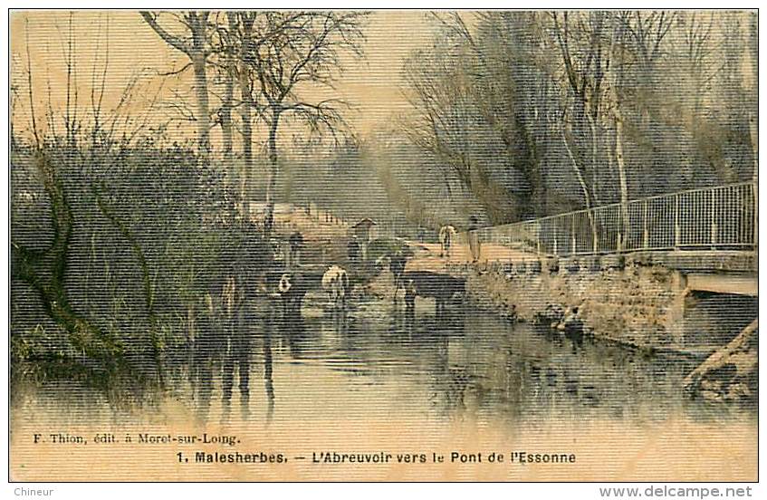 MALESHERBES ABREUVOIR VERS LE PONT DE L'ESSONNE CARTE TOILEE ET COLORISEE - Malesherbes